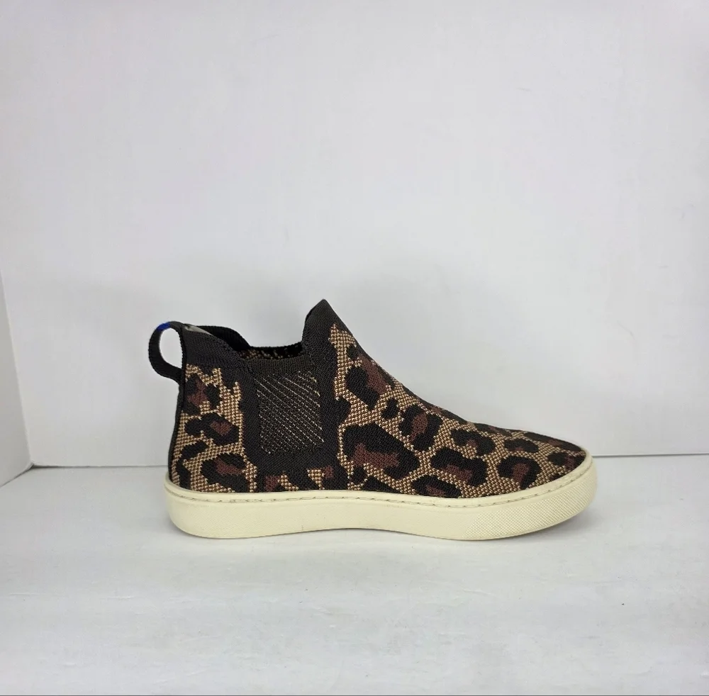 Rothy's The Chelsea Wildcat Ankle Boot Sneakers‎ Pull On Leopard Print Size 5